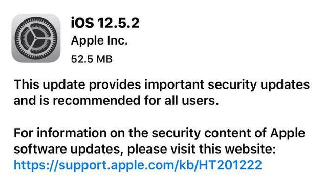 涵江苹果手机维修分享iOS12.5.2发布，建议所有老苹果用户安装 